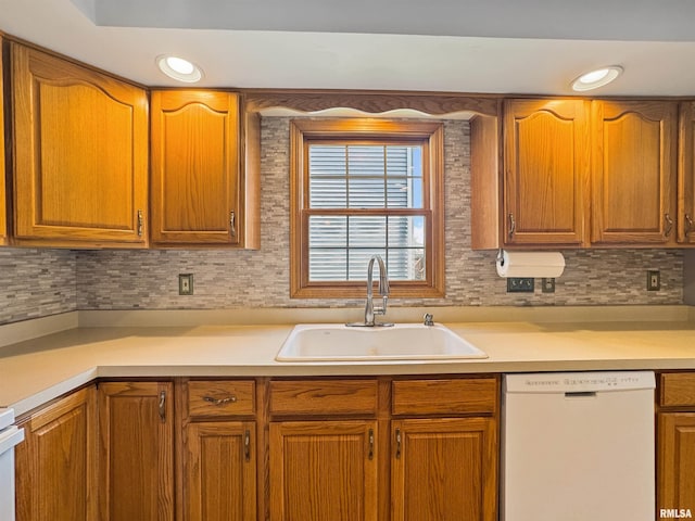 125 Prairieview Dr, East Peoria, IL 61611 - kitchen with dishwasher, light countertops, decorative backsplash, and recessed lighting