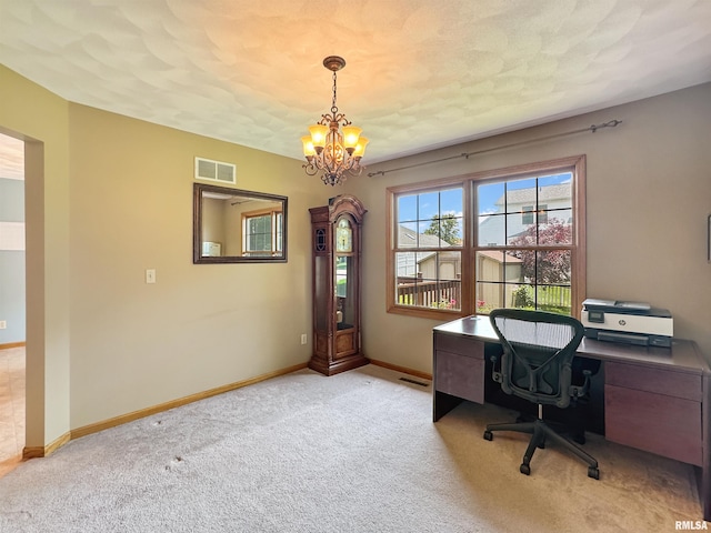 125 Prairieview Dr, East Peoria, IL 61611 - office featuring carpet and a chandelier