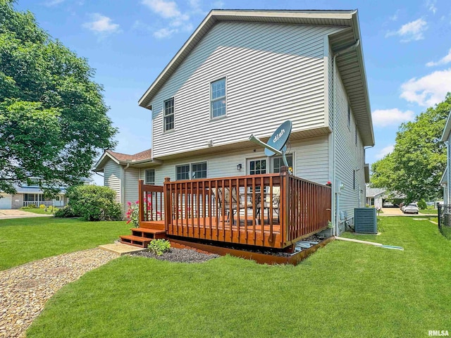 125 Prairieview Dr, East Peoria, IL 61611 - rear view of property with a yard and a deck