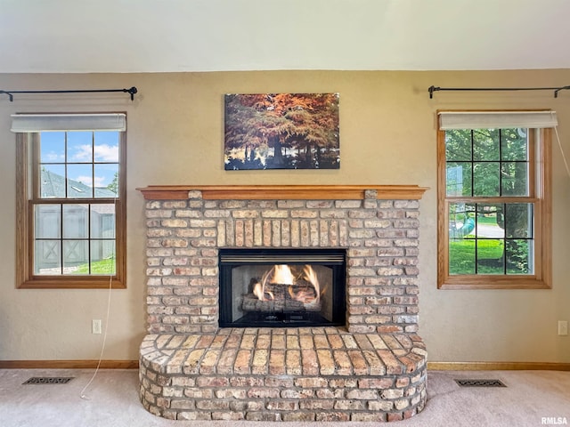 125 Prairieview Dr, East Peoria, IL 61611 - detailed view of carpet flooring and a brick fireplace