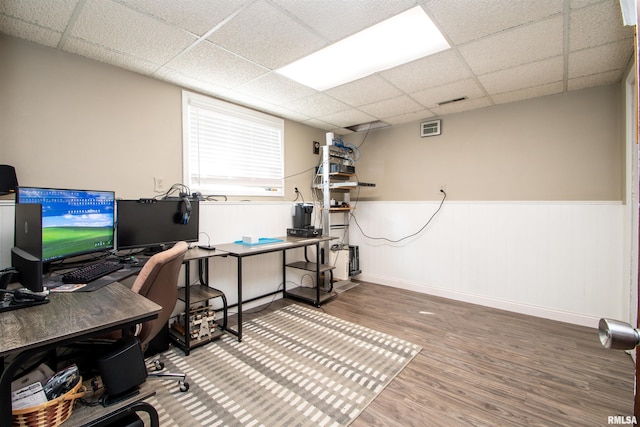 324 Pinecrest Dr, Germantown Hills, IL 61548 - office space with wood finished floors, a paneled ceiling, and wainscoting