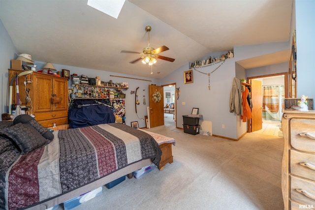 21501 N Berchtold Rd, Chillicothe, IL 61523 - bedroom with vaulted ceiling, light carpet, and a skylight