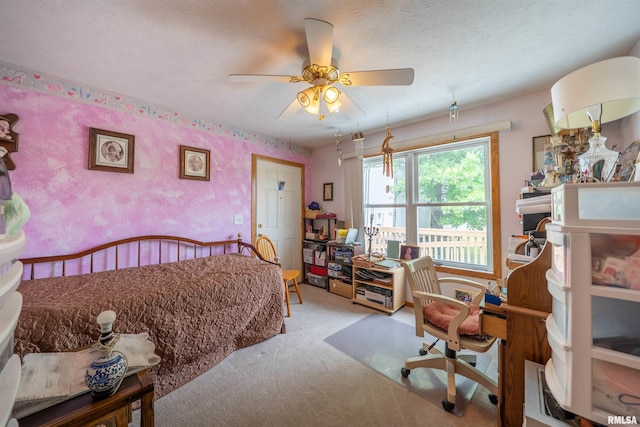 21501 N Berchtold Rd, Chillicothe, IL 61523 - carpeted bedroom featuring a desk and a ceiling fan