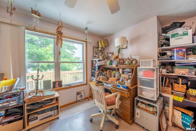 21501 N Berchtold Rd, Chillicothe, IL 61523 - office with a ceiling fan and baseboards