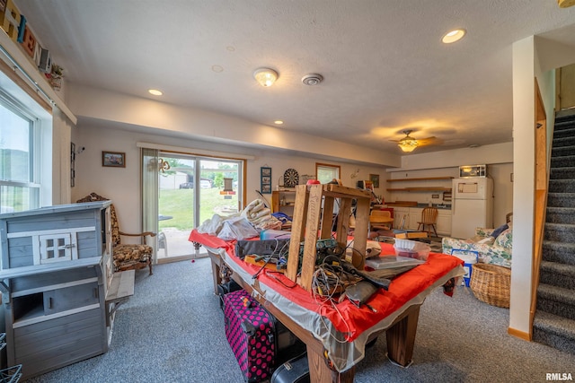 21501 N Berchtold Rd, Chillicothe, IL 61523 - rec room featuring carpet floors, recessed lighting, and pool table