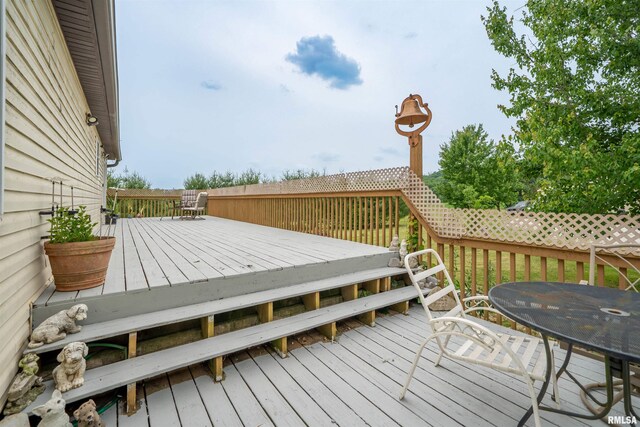 21501 N Berchtold Rd, Chillicothe, IL 61523 - wooden terrace with outdoor dining space