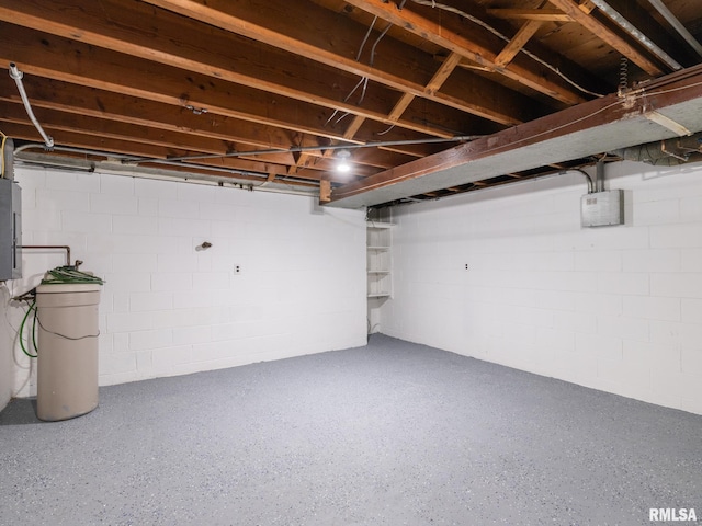 621 E Sciota Ave, Peoria Heights, IL 61616 - unfinished below grade area with a water softener, electric panel, and concrete block wall