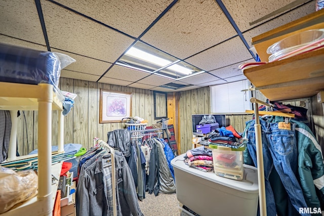509 W Mcclure Ave, Peoria, IL 61604 - basement with a paneled ceiling and wooden walls