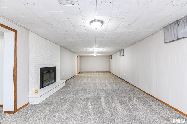113 Highview Ter, East Peoria, IL 61611 - finished below grade area featuring carpet flooring and a fireplace