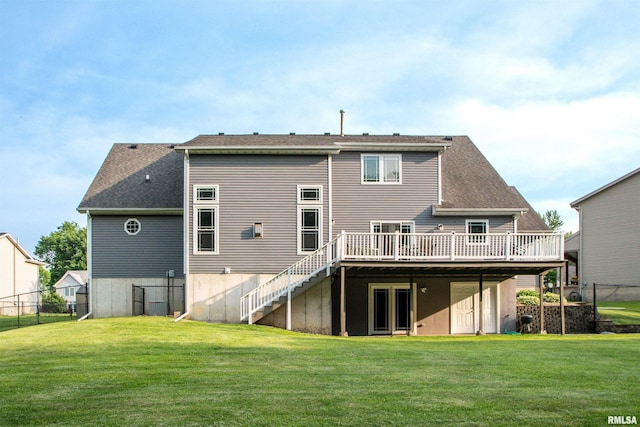 116 Field Ct, East Peoria, IL 61611 - back of property featuring a deck and stairs