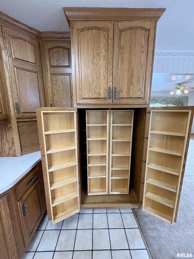 502 W Crestwood Dr, Peoria, IL 61614 - detailed view of open shelves, a ceiling fan, and light countertops