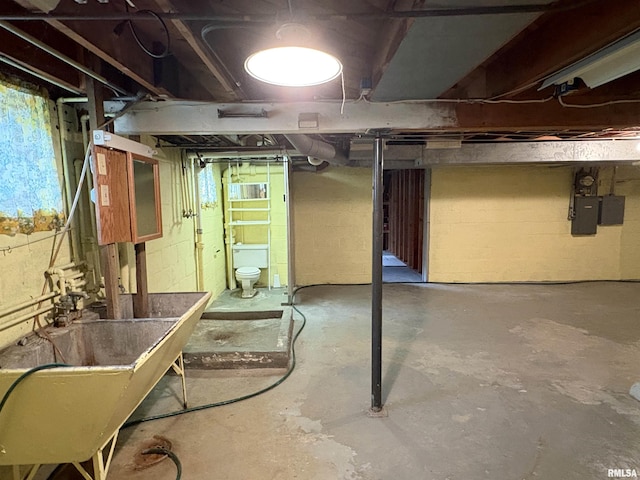 502 W Crestwood Dr, Peoria, IL 61614 - below grade area with a sink and electric panel