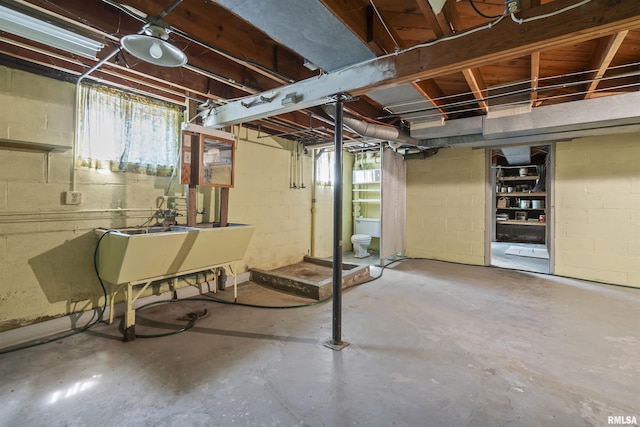 502 W Crestwood Dr, Peoria, IL 61614 - below grade area featuring a sink and concrete block wall