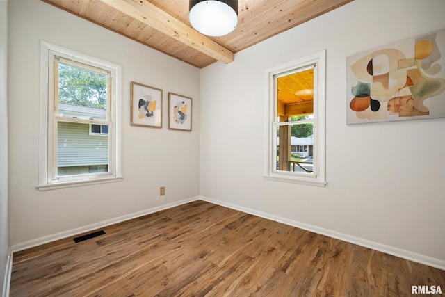 1431 E Rouse Ave, Peoria, IL 61614 - unfurnished room featuring a wooden ceiling with exposed beams and wood finished floors