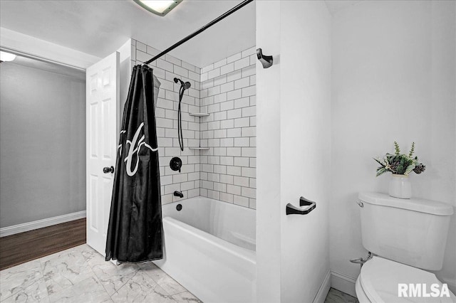 1536 Hickory Point Rd, Metamora, IL 61548 - bathroom with marble finish flooring and shower / bath combo with shower curtain
