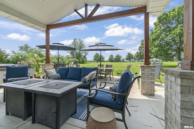 4096 Oak Run Dr, Dahinda, IL 61428 - view of patio / terrace with outdoor lounge area and outdoor dining space