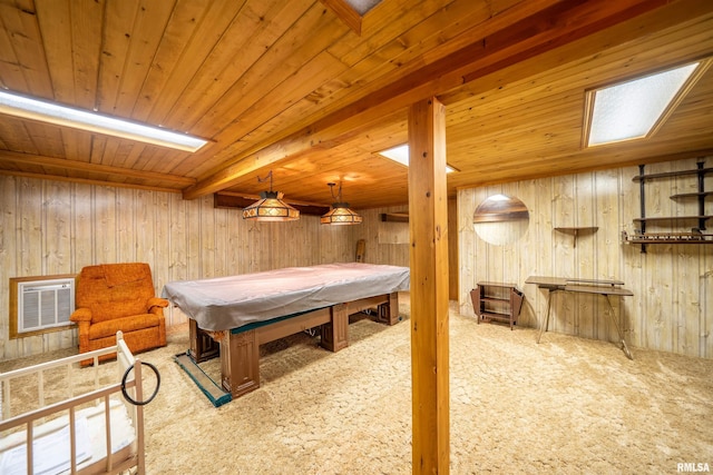 748 E Poplet Hollow Rd, Peoria, IL 61614 - playroom with billiards table, wooden walls, and wood ceiling