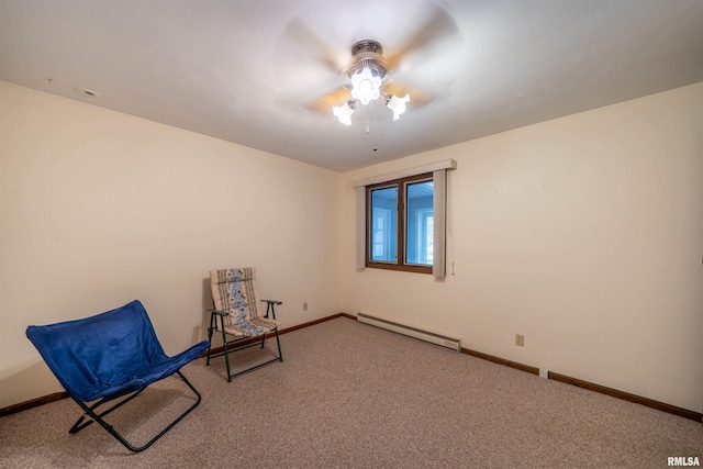 748 E Poplet Hollow Rd, Peoria, IL 61614 - unfurnished room featuring baseboard heating, a ceiling fan, and carpet floors