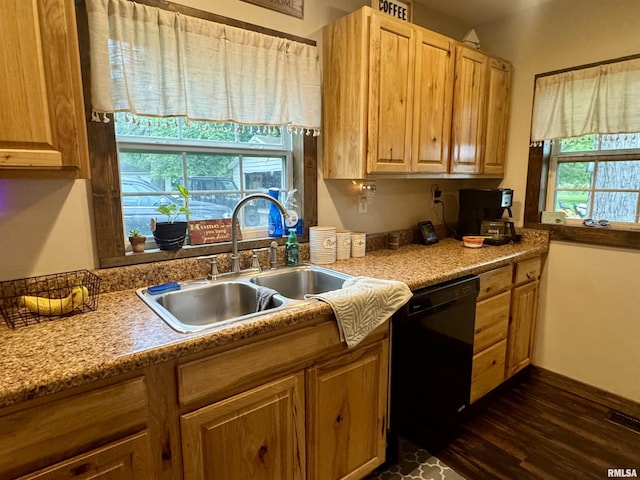 442 W Oak St, Smithfield, IL 61477 - kitchen featuring black dishwasher, light countertops, and dark wood finished floors