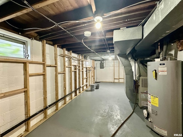 904 E Forrest Hill Ave, Peoria, IL 61603 - unfinished below grade area with water heater, concrete block wall, and electric panel