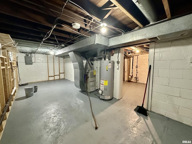 904 E Forrest Hill Ave, Peoria, IL 61603 - unfinished basement featuring water heater, heating unit, and electric panel