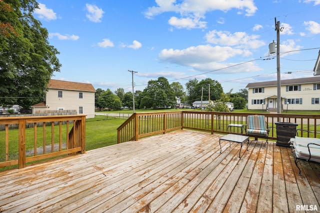 411 E 3rd St, Delavan, IL 61550 - wooden terrace featuring a yard