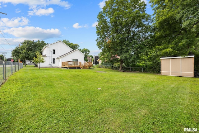 411 E 3rd St, Delavan, IL 61550 - fenced backyard featuring a deck and a shed