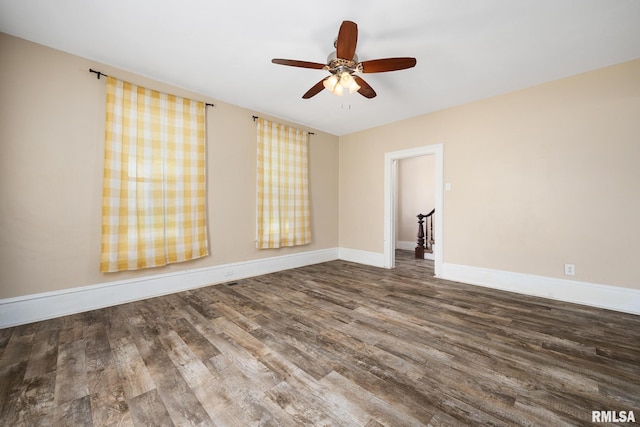 411 E 3rd St, Delavan, IL 61550 - unfurnished room featuring wood finished floors and a ceiling fan