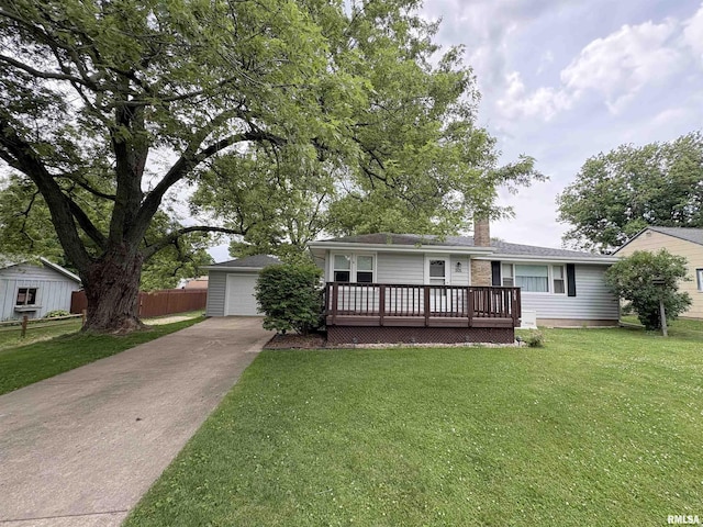 505 S Davenport St, Metamora, IL 61548 - single story home featuring a deck, a chimney, and a garage