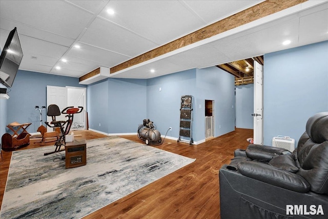 1712 Rustic Oak Dr, Washington, IL 61571 - exercise room with recessed lighting and wood finished floors