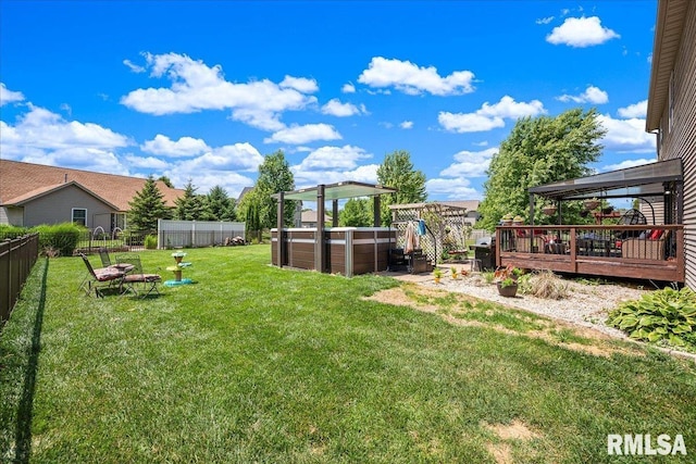 1712 Rustic Oak Dr, Washington, IL 61571 - view of yard featuring a wooden deck and a hot tub
