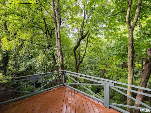 743 W Wonderview Dr, Dunlap, IL 61525 - wooden deck with a forest view