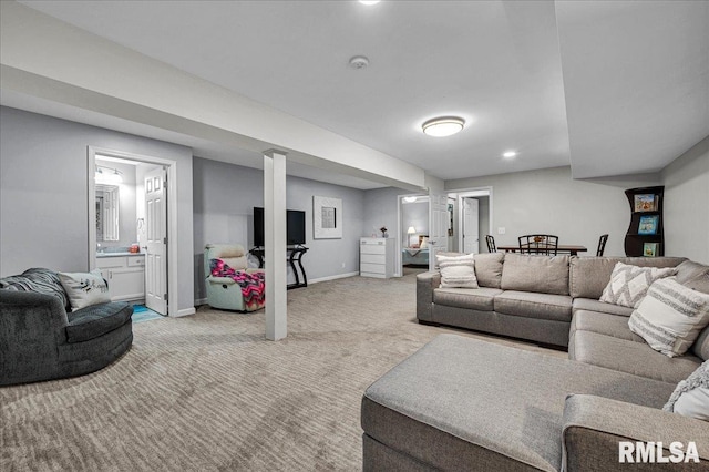 1619 Holland Ct, Chillicothe, IL 61523 - living room featuring light colored carpet and recessed lighting