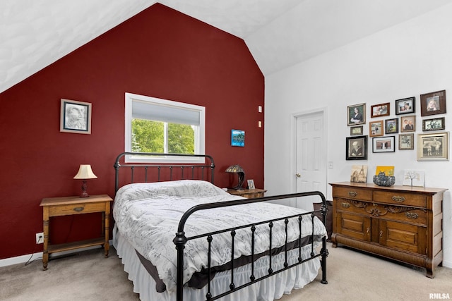 161 Lakecrest Pl, Dahinda, IL 61488 - carpeted bedroom featuring high vaulted ceiling and baseboards