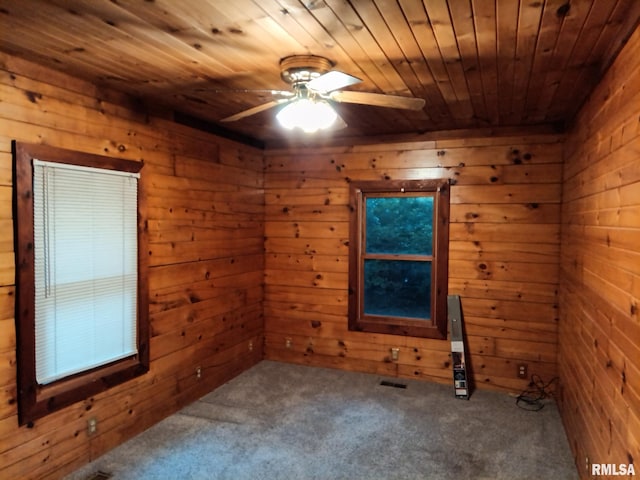130 Zimmerman Rd, Spring Bay, IL 61611 - carpeted spare room featuring wood walls, a ceiling fan, and wood ceiling
