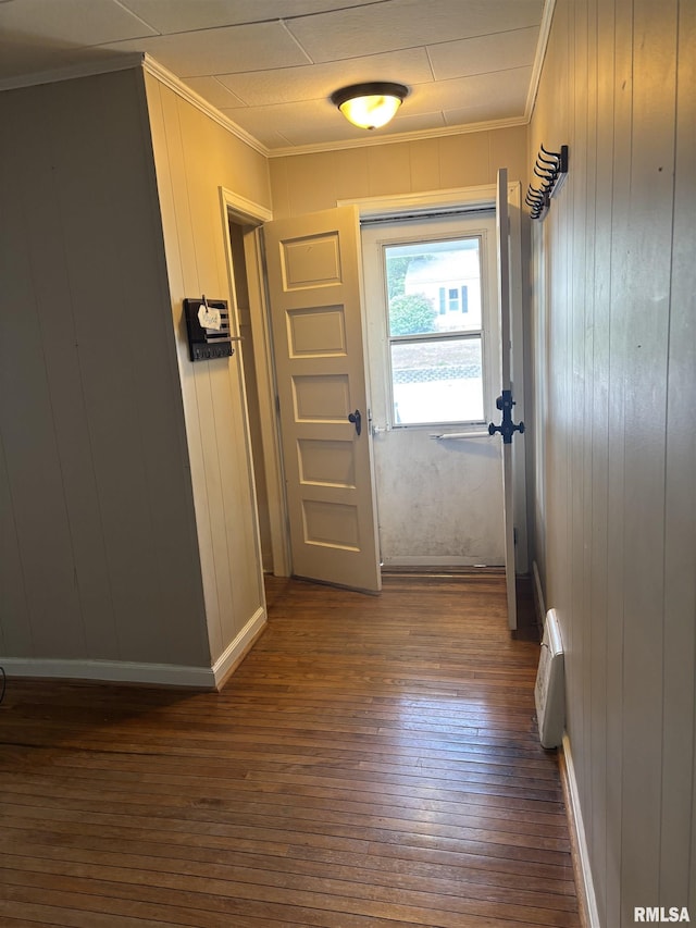 626 N Main St, Lewistown, IL 61542 - doorway featuring ornamental molding and dark wood finished floors