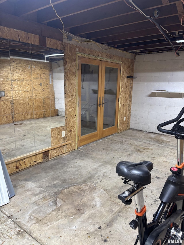 626 N Main St, Lewistown, IL 61542 - unfinished below grade area featuring french doors