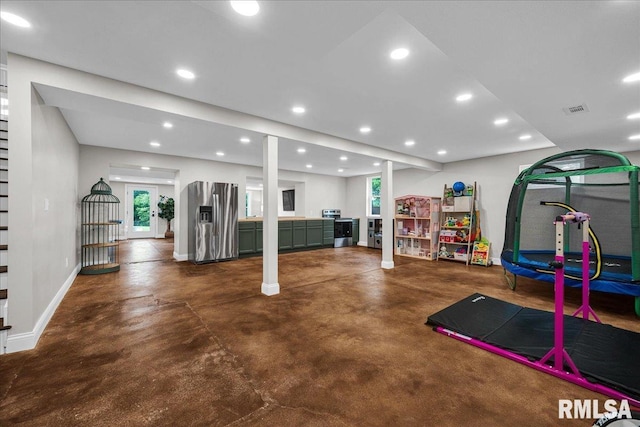 12804 W Dell Rd, Princeville, IL 61559 - workout area with baseboards and recessed lighting