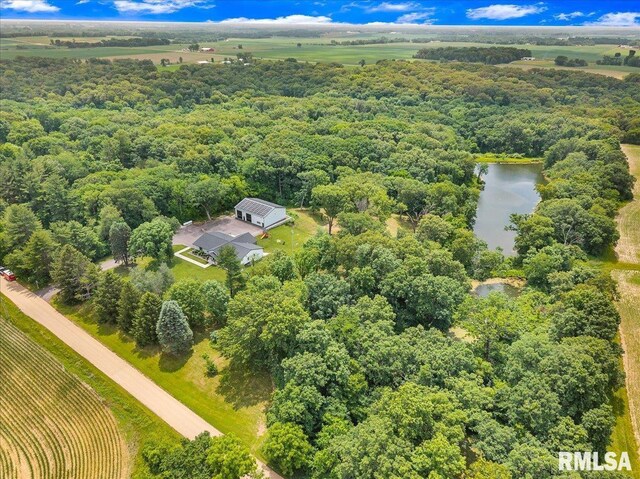 12804 W Dell Rd, Princeville, IL 61559 - bird's eye view of a nearby body of water and a forest