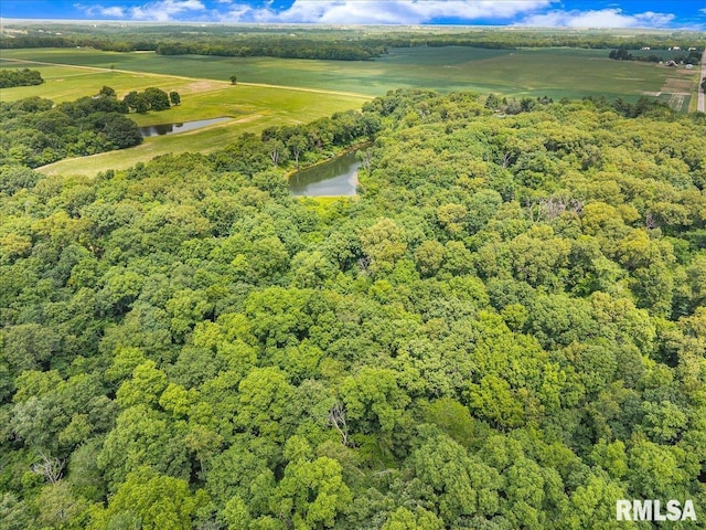 12804 W Dell Rd, Princeville, IL 61559 - aerial view of property's location with a large body of water and a heavily wooded area