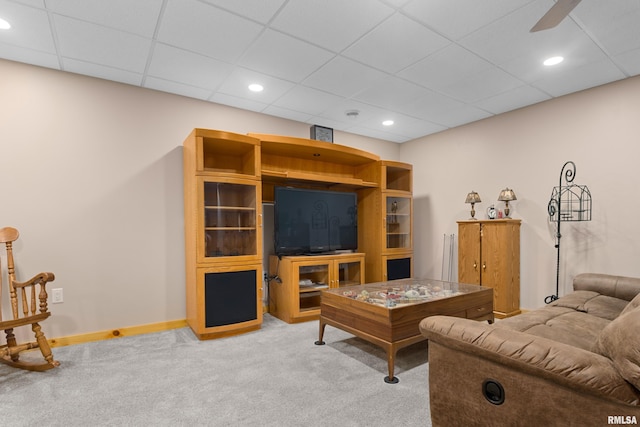 175 Lakecrest Pl, Dahinda, IL 61488 - living area with carpet floors, a drop ceiling, and recessed lighting
