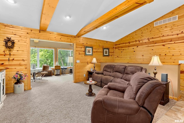 175 Lakecrest Pl, Dahinda, IL 61488 - living room featuring wooden walls, recessed lighting, and carpet flooring