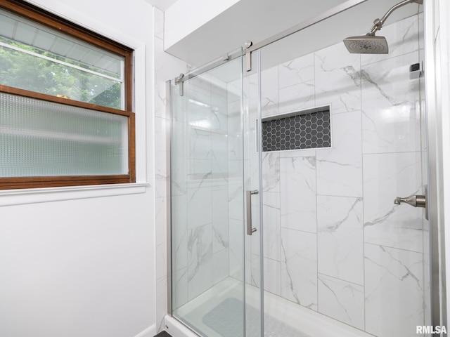 410 Stout Dr, Mackinaw, IL 61755 - bathroom with a marble finish shower
