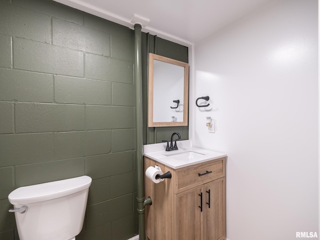 410 Stout Dr, Mackinaw, IL 61755 - half bath featuring vanity and concrete block wall