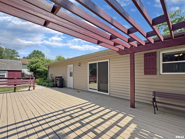 490 Oak Point Rd, Metamora, IL 61548 - wooden deck featuring a pergola