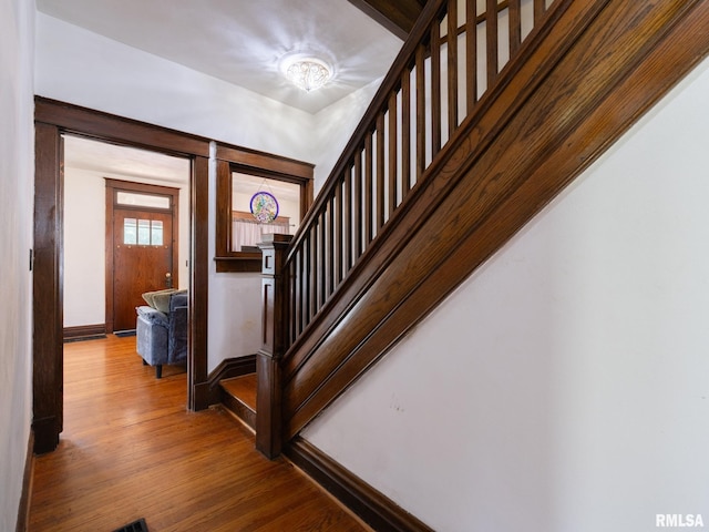 405 Washington St, Pekin, IL 61554 - foyer with stairs and wood finished floors