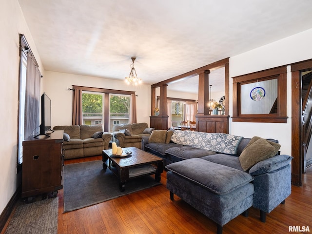 405 Washington St, Pekin, IL 61554 - living room with a chandelier and wood-type flooring