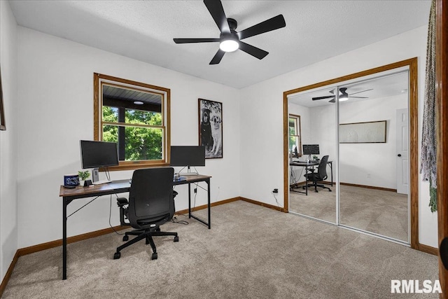 1208 S Adams Rd, Eureka, IL 61530 - office space featuring ceiling fan, carpet, and a textured ceiling