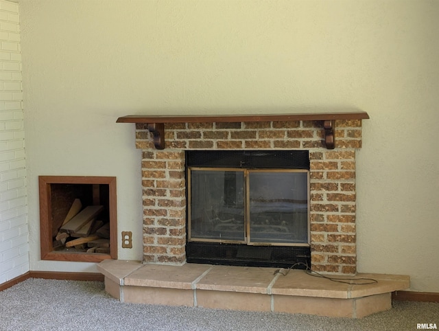 6646 Mason Rd, Manito, IL 61546 - detailed view of carpet and a fireplace