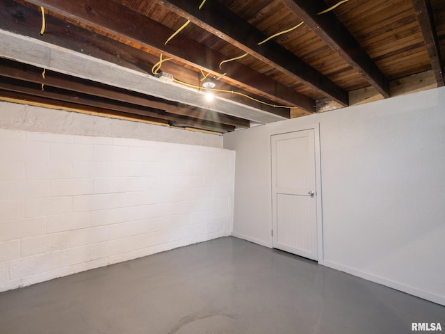 1108 Mechanic St, Pekin, IL 61554 - basement with concrete block wall and wood ceiling